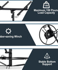 16 Foot Heavy Duty Drywall Lift And Rolling Panel Hoist, 150 Lb Capacity Telescopic Jack with labor-saving winch and stable support.