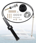 14 Ft Back Mount Rack And Pinion Steering Kit For Marine Boats, SS14114 Steering System components shown with yacht in background