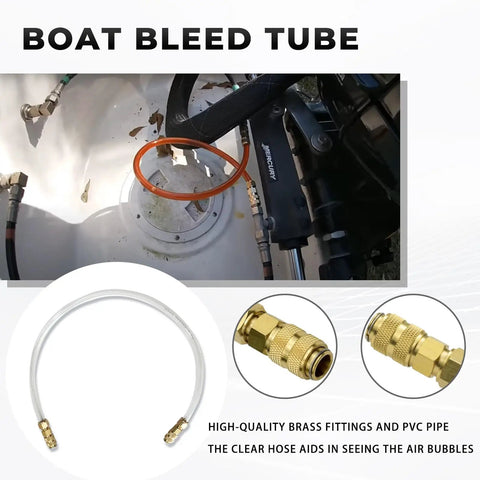 Pro-Grade Boat Bleed And Filler Kit For Hydraulic Steering Systems, Seastar Compatible showing brass fittings and bleed tube
