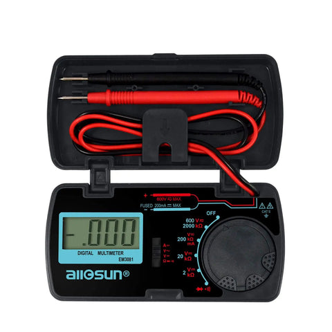 Pocket Size Digital Multimeter DMM Multi Tester For Amp Ohm Volt DC AC Voltage And Current Measurements With LED Display, probes