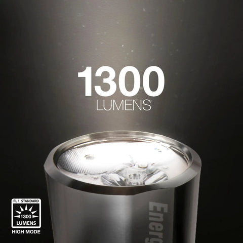 Vision HD Extra Performance LED Flashlight With Digital Focus Rugged Beast Mode Bright Light showing 1300 lumens output