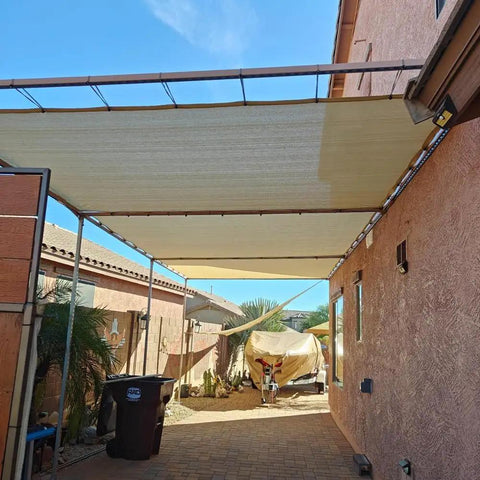 90 Percent UV Blocking Shade Cloth for Patio and Outdoor Spaces 8x20 Ft Pergola Sun Shade Cover installed in backyard