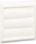 White Plastic Louvered Vent 3 Inch With Flap UV Inhibitor 6 By 6 Inch Outdoor Vent For Hoods And Ducts, front view