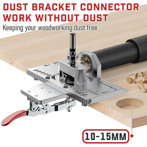 35mm Concealed Door Hinge Jig For Cabinets With Quick Clamp And Dust Vacuum Adapter features metal construction for woodworking