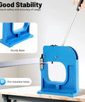 SS-16 Sheet Metal Shrinker Stretcher Manual Tool in blue, cast iron frame with 8 inch throat, sturdy base on workbench