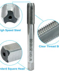 M10 X 1.25 Tap And Die Set For Metalworking, HSS Machine Thread Tap Die Kit, Right Hand Thread, detailed close-up view