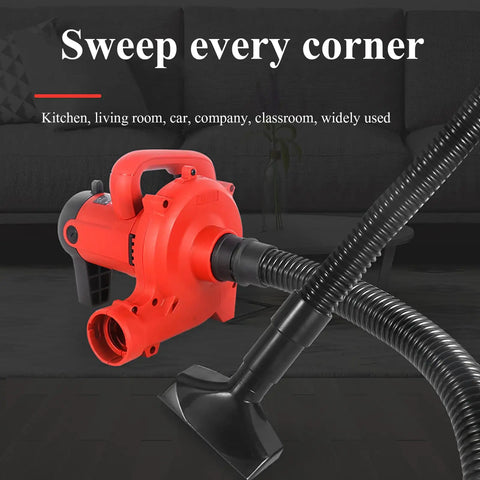 Heavy Duty Industrial Shop Vac With Blowing And Suction Options To Blow Off Sawdust And Collect Work Debris Compatible With Angle Grinders And Power Tools Giving Smooth Six Speed Settings For Quick Shop Cleanup, featuring a red vacuum with hose.