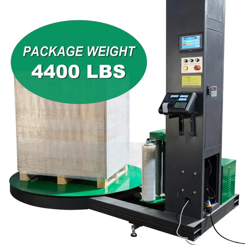 Heavy Duty Automatic Pallet Wrapping Machine Workhorse With Built In Scale And Thermal Printer For Warehouse Use 4400 LBS Capacity