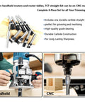 9 Piece Pattern Flush Trim Router Bit Set With 1/4 Inch Shank And Carbide Tips displayed with usage examples on routers