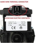 Close-up of wire terminal connector on Front Load Washer Water Pump Motor 461970201671 46197020148 Replacement Part.