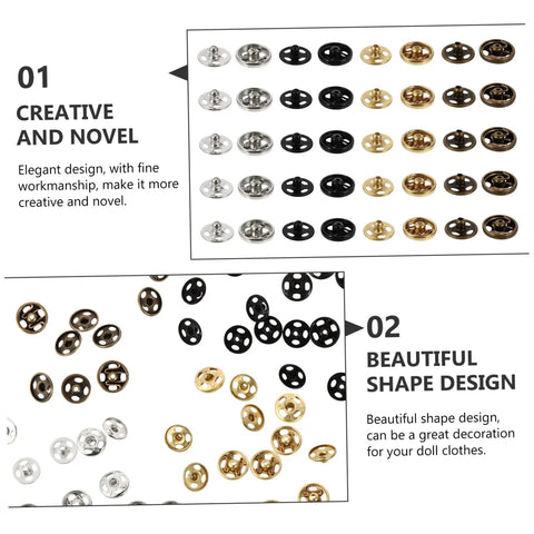 40 Pieces Miniature Metal Snap Fasteners for Doll Clothes and Craft Projects Decorative Buttons for Sewing and DIY