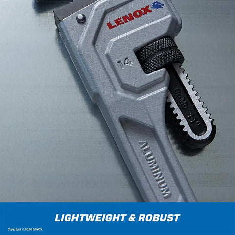 Beefy Aluminum Pipe Wrench 14 Inch Lightweight Yet Tough With I Beam Design Forged Wide Jaws Ergonomic Tapered Handle
