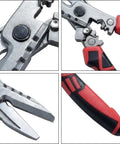 Close-up of UrbanHui 7-In-1 Electrician Pliers showing high carbon steel jaws and gripping handle for HVAC and DIY tasks.