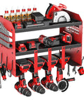 Heavy Duty Drill Tool Organizer Wall Mount With 120Lb Load Capacity, 3 Tier Storage Rack And 4 Drill Holders for cordless drills.