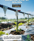 Drip irrigation system in garden with 2.4GHz WiFi Sprinkler Controller, conserving water by 30%-95% for eco-friendly gardening.
