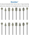 20 Pieces 60 Grit Diamond Grinder Bits Set With 10 Head Shapes For Dremel Rotary Tool One Eighth Inch Shank visible