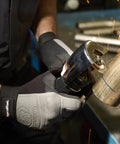 Person using Air Cut Off Tool Pro Grade Heavy Duty 20000 RPM Pneumatic Type 41 on metal pipe