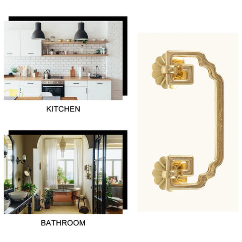 Two Pack Vintage Brass Wardrobe Door Handles And Copper Cabinet Drawer Pulls In Chinese Style Furniture Hardware