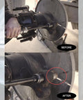 Before and after using Beast Mode Pneumatic Bushing Driver Set For 1 And 3 Eighths Inch Anchor Pins And Bushings Eleven And A Half Inch Long Drive Two Piece Kit For Truck And Trailer Removal And Installation Of Stuck Pins