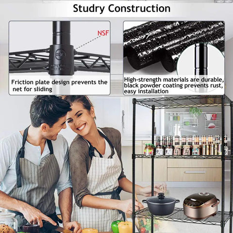 Badass Four Tier Wire Shelving Unit With No Sweat Assembly And Hella Sturdy Commercial Grade Steel Storage Rack For Garage Kitchen Home Office Or Pantry Organization In Classic Black