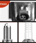 Close-up details of Set Of 4 Ignition Coil Packs And Iridium Spark Plugs For Jeep Cherokee Compass Renegade Ram ProMaster City Chrysler 200 Dodge Dart Fiat 500X Ready To Go Compatible With 2.4L L4 Engines Across These Models.