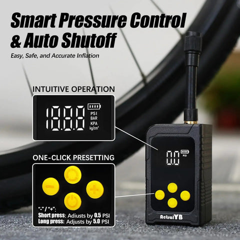 Mini Bike Tire Pump With Gauge 150 PSI Portable Air Compressor Fast Inflate For Road Bike Mountain Bike Motorcycle Electric Bike On The Go Pocket Sized Inflator