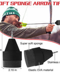Soft Foam Arrow Tips Pack For Archery Practice And LARP Arrows with EVA sponge, demonstrating safe use by a man drawing a bow.