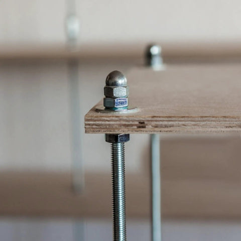 Ultra Thin M10x16x0.1mm Shim Washers Set, 10Pcs 304 Stainless Steel Plain Gasket Crush Washers in use on wooden setup