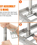 Assembly process of 36 Inch Lawn Leveling Rack With Adjustable 72 Inch Handle Stainless Steel Leaf Rack Yard Leveling Rake