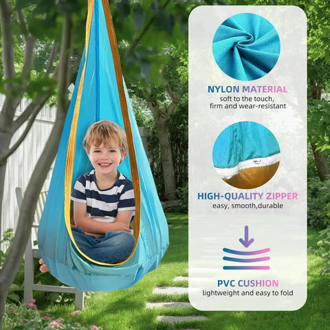 Ultra Comfy Kids Swing Seat Hammock Chair For Indoor Or Outdoor Use Soft Yet Safe Nylon Seat With Reinforced Stitching Supports Up To 176 Lbs