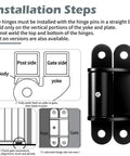 Installation steps guide for 2 Pack 7 Inch Heavy Duty Gate Hinges With 1100 Lbs Maximum Load 180 Degree Swing Lubricable Ball Bearing Design