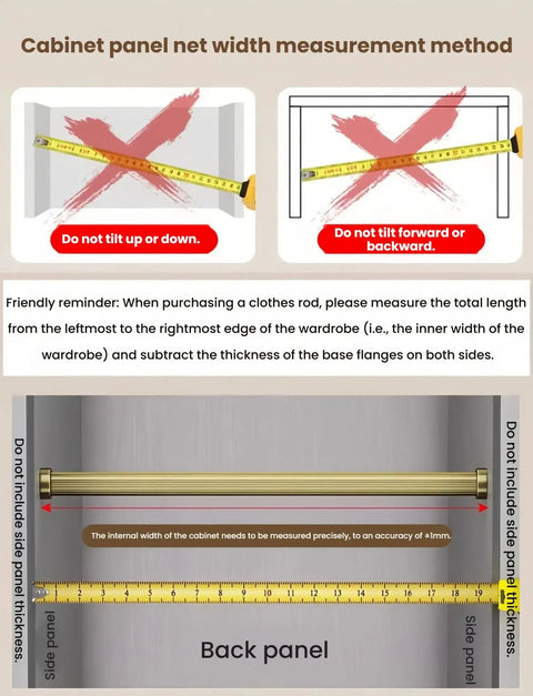 Measurement guide for Heavy Duty Wardrobe Rail With Space Saving Hanging Rod And Quiet Glide Closet Organizer For Coats And Garments