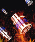 8 Piece Hex Socket Wrench Bit Set With No Slip Grip And Slick Chrome Finish Heavy Duty Precision Drive Bits on fiery background.