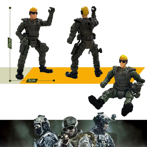 Six Pack Army Men Action Figures Playset With Realistic Gear And Weapons Detachable Soldiers SWAT Team Educational Military Toys