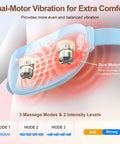 Image of Cordless Portable Heating Pad For Period Cramps On The Go, highlighting dual motors, massage modes, and intensity levels.