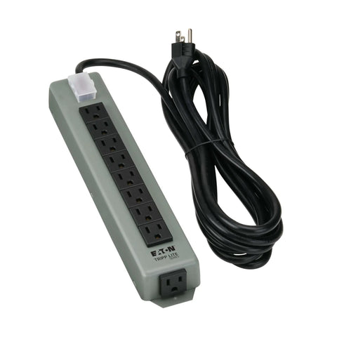 Heavy Duty 9 Outlet Power Strip With 15 Foot Metal Extension Cord Mountable For Wall Or Under Desk Setup In Industrial Garage Shop Settings UL24CB-15 Ready