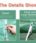 Outdoor Walk In Greenhouse 10 Ft Long 7 Ft Wide 7 Ft High Portable Garden Kit zipper and hook loop fasteners details