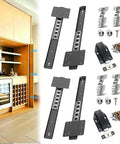 Heavy Duty 16 Inch Cabinet Pocket Door Slides Hardware Kit With Built In Hinges Double Pack showing tracks and accessories for installation.