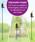 Outdoor Metal Torch Set Of Six, 16 Oz Citronella Torches With 59 Inch Adjustable Height, Grounded 3 Prong Stakes in three sizes