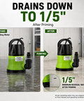 Heavy Duty Submersible Sump Pump Crafted For Rapid Pool Draining And Quick Flood Pickup Half Horsepower Engine showing before and after draining.