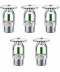 Slick Chrome Plated Copper Fire Sprinkler Head One Half Inch Quick Response Upright Mount Rock Solid One Ninety Nine Degrees F Heavy Duty Five Pack