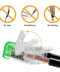 Solid Choice Tool Free Lever Wire Nuts Fifty Piece Compact Splicing Connector Assortment With Rugged Case showing easy connection method.