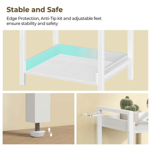 Hefty Capacity White Five Tier Bookshelf With Secure Lip Barriers Compact Wooden Storage Rack And Clean Open Display Shelves Go To Room Essential For Modern Homes