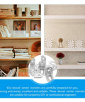 Beefy Ten Piece Adjustable Iron Corner Brackets For Bookshelves And Cabinets With 90 Degree Rounded Right Angle Design shown on shelves