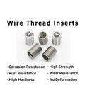 Heavy Duty 10 Piece Metric M8 1.25 Thread Repair Insert Kit 304 Stainless Steel Helical Coil Sleeve close-up of wire thread inserts.