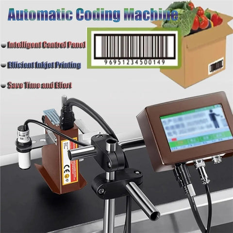 Heavy Duty Date Inkjet Coder And Industrial Printer Prints Crisp Batch Codes On Cartons Plastics Metals And Packaging Works Like A Dream On Production Lines With Zero Drama Setup, showing control panel and inkjet mechanisms.