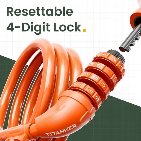 Close-up of orange Lock Up Your Ride With This 4 Foot Cable Lock A Tough As Nails Half Inch Resettable Combination Lock For Bikes