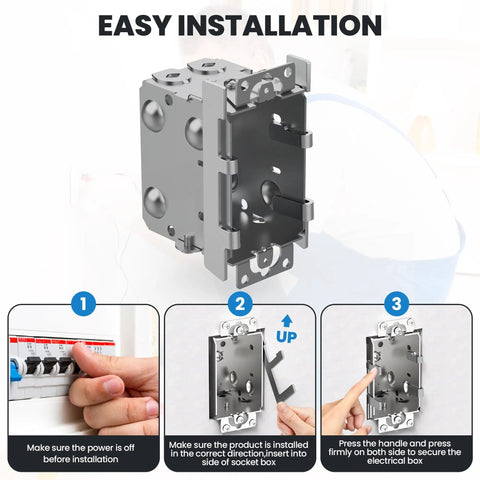 Heavy Duty Switch Box Straps For Electrical Outlet Repair F Clips For Plaster Ears Stable Box Support Holds Up To 50 Lbs Easy Install