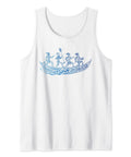 Outrigger Canoe Tribal Hawaii Tank Top For Men with Polynesian style, featuring blue canoe motif on white fabric.