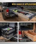 Truck with Beefy Heavy Duty Drawer Slides With 500 Lb Capacity, Full Extension Ball Bearing Rails, tools and equipment.